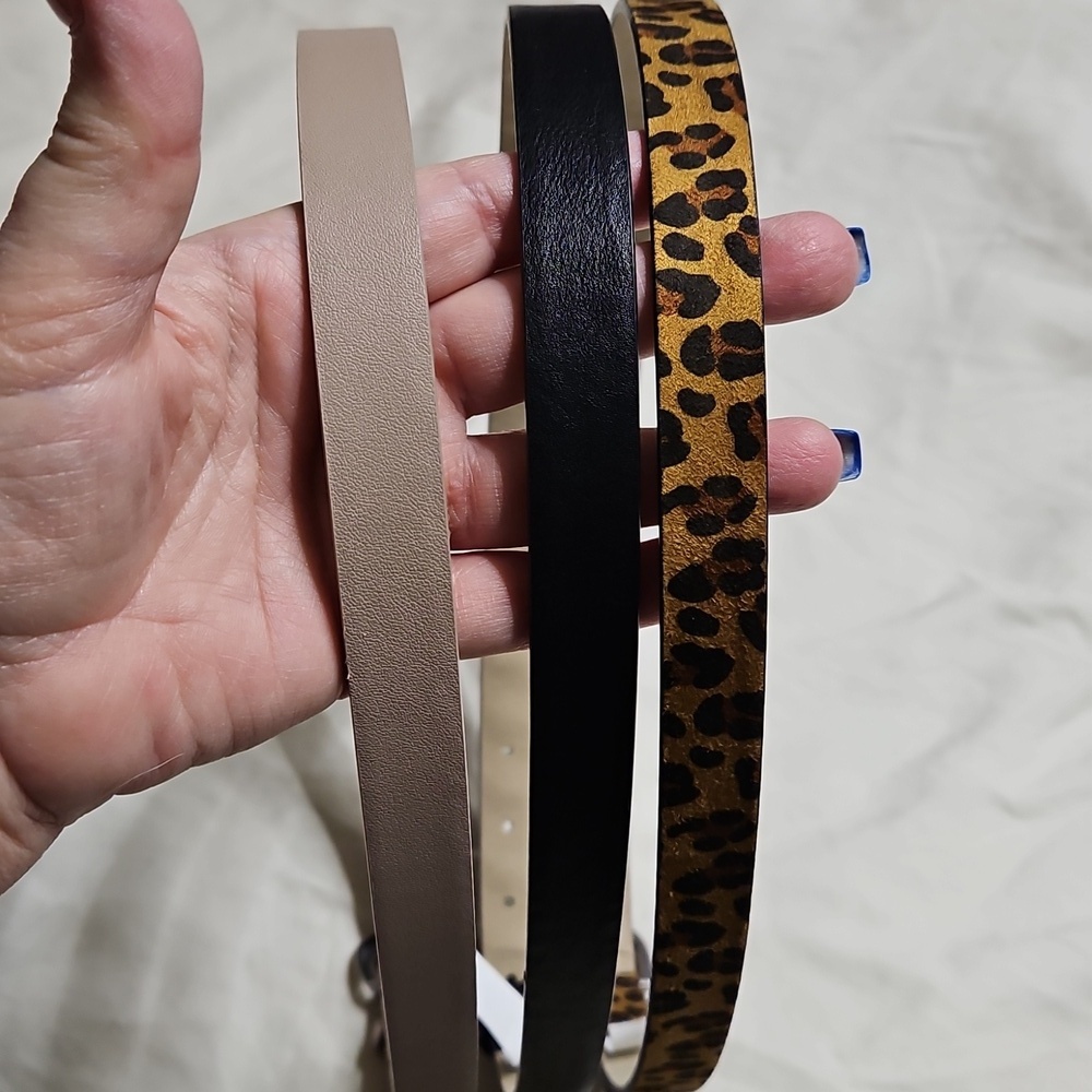 Women's Trio Of Belts - Leopard, Black & Tan Size Medium - Picture 4 of 8